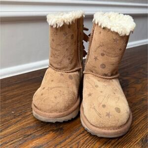 Ugg Bailey Moon & Star Bow Boots Kids Size 10